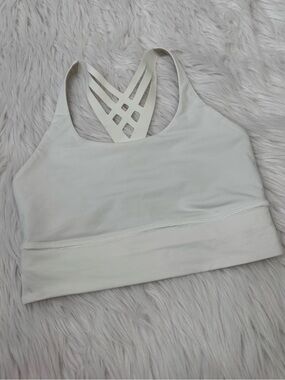 🍋Lululemon Mind Over Miles White Sports Bra Size 4 Laser-Cut Straps B/C Cups